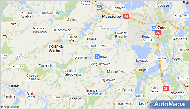 mapa Piotrowice gmina Przeciszów, Piotrowice gmina Przeciszów na mapie Targeo