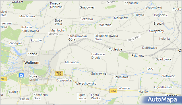 mapa Podlesice Drugie, Podlesice Drugie na mapie Targeo