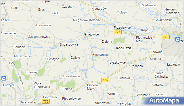 mapa Polekarcice, Polekarcice na mapie Targeo