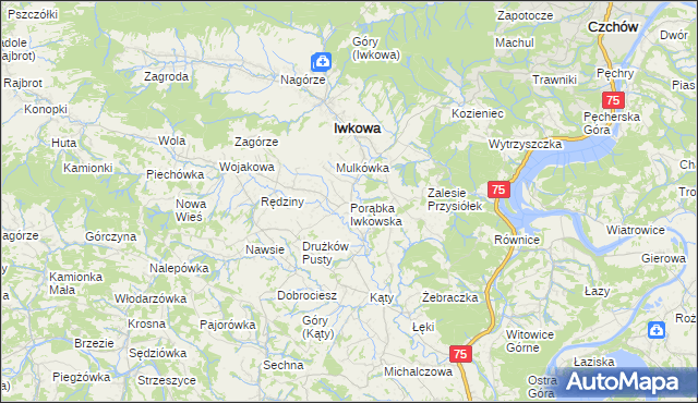 mapa Porąbka Iwkowska, Porąbka Iwkowska na mapie Targeo