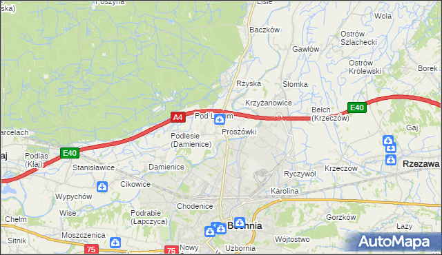 mapa Proszówki, Proszówki na mapie Targeo