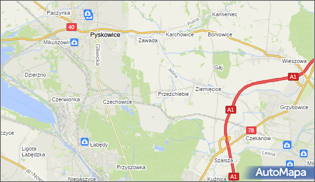 mapa Przezchlebie, Przezchlebie na mapie Targeo