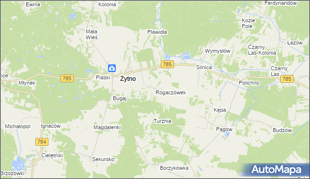 mapa Rogaczówek, Rogaczówek na mapie Targeo
