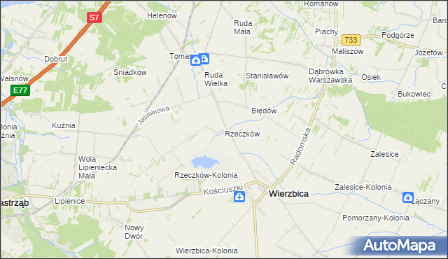 mapa Rzeczków gmina Wierzbica, Rzeczków gmina Wierzbica na mapie Targeo