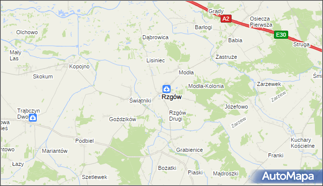 mapa Rzgów powiat koniński, Rzgów powiat koniński na mapie Targeo