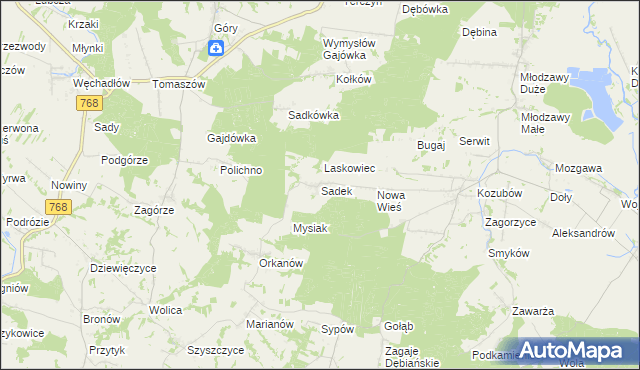 mapa Sadek gmina Pińczów, Sadek gmina Pińczów na mapie Targeo