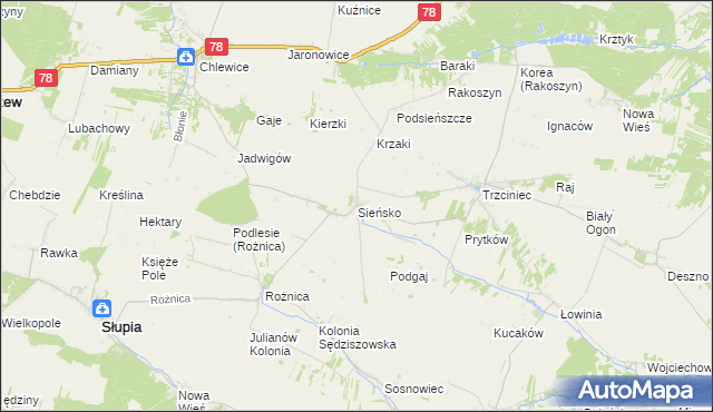 mapa Sieńsko, Sieńsko na mapie Targeo