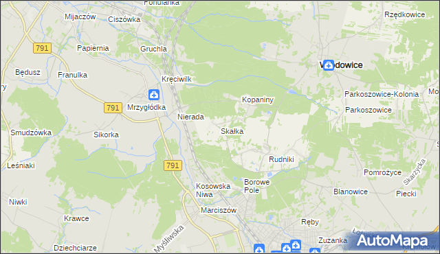 mapa Skałka gmina Włodowice, Skałka gmina Włodowice na mapie Targeo