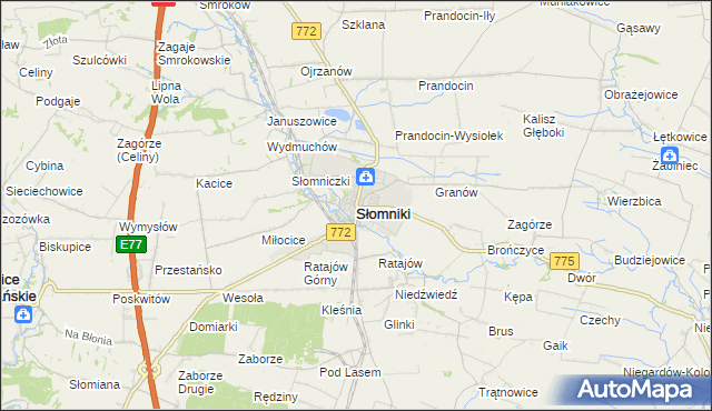mapa Słomniki, Słomniki na mapie Targeo