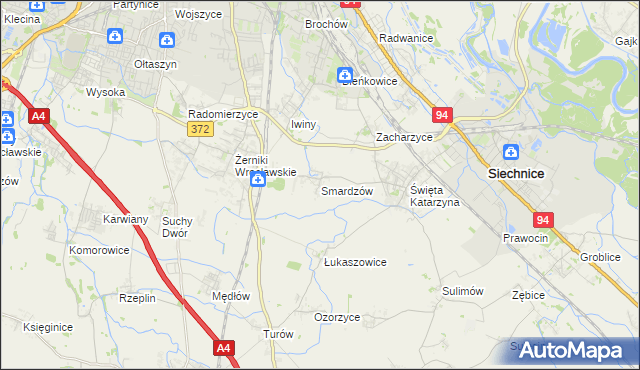 mapa Smardzów gmina Siechnice, Smardzów gmina Siechnice na mapie Targeo