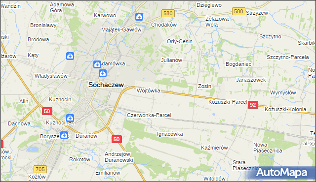 mapa Sochaczew-Wieś, Sochaczew-Wieś na mapie Targeo