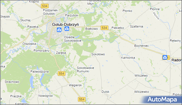 mapa Sokołowo gmina Golub-Dobrzyń, Sokołowo gmina Golub-Dobrzyń na mapie Targeo