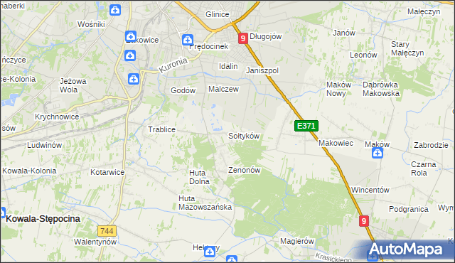 mapa Sołtyków gmina Skaryszew, Sołtyków gmina Skaryszew na mapie Targeo