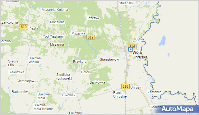 mapa Stanisławów gmina Wola Uhruska, Stanisławów gmina Wola Uhruska na mapie Targeo