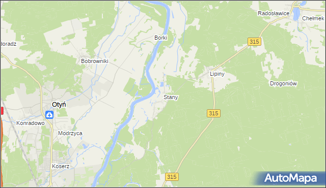 mapa Stany gmina Nowa Sól, Stany gmina Nowa Sól na mapie Targeo