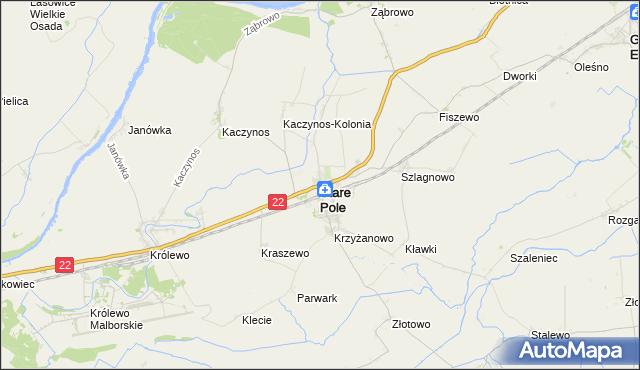 mapa Stare Pole powiat malborski, Stare Pole powiat malborski na mapie Targeo