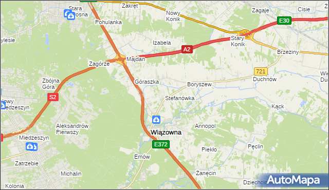 mapa Stefanówka gmina Wiązowna, Stefanówka gmina Wiązowna na mapie Targeo