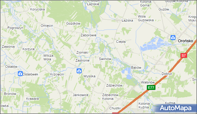 mapa Świniów, Świniów na mapie Targeo