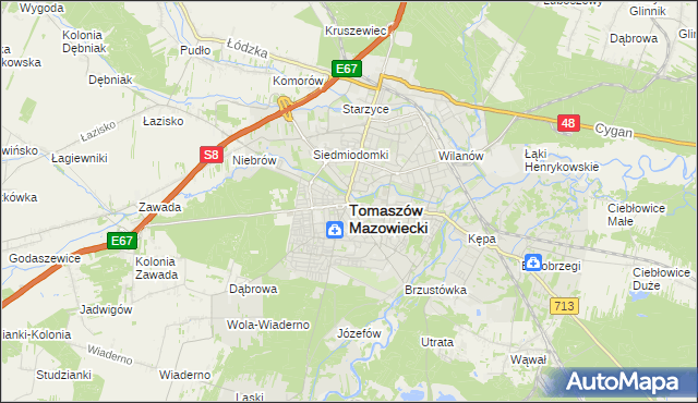 mapa Tomaszów Mazowiecki, Tomaszów Mazowiecki na mapie Targeo