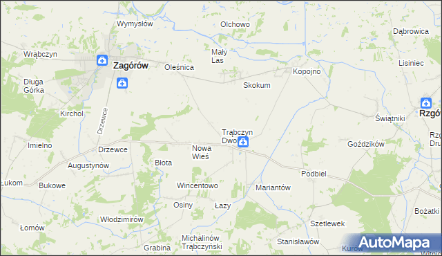 mapa Trąbczyn Dworski, Trąbczyn Dworski na mapie Targeo