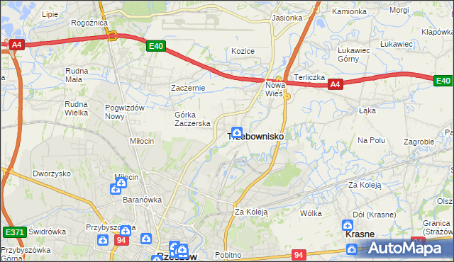 mapa Trzebownisko, Trzebownisko na mapie Targeo