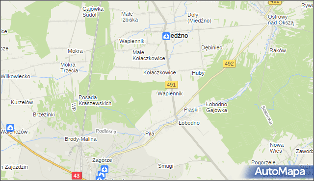mapa Wapiennik gmina Kłobuck, Wapiennik gmina Kłobuck na mapie Targeo