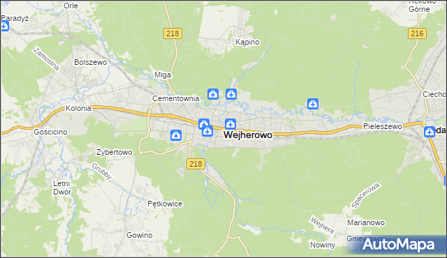 mapa Wejherowo, Wejherowo na mapie Targeo