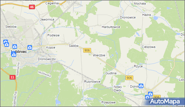 mapa Wierzbie gmina Koszęcin, Wierzbie gmina Koszęcin na mapie Targeo