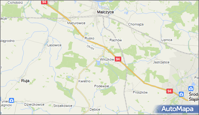 mapa Wilczków gmina Malczyce, Wilczków gmina Malczyce na mapie Targeo