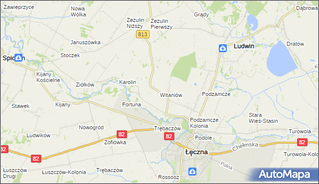 mapa Witaniów, Witaniów na mapie Targeo