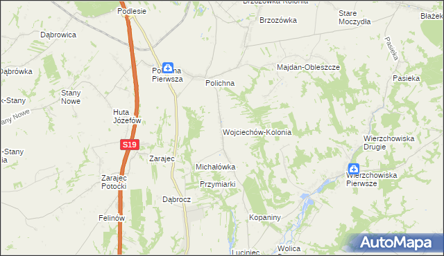 mapa Wojciechów-Kolonia, Wojciechów-Kolonia na mapie Targeo
