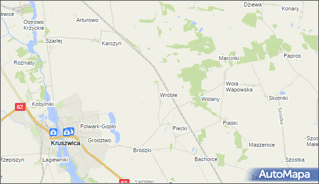 mapa Wróble gmina Kruszwica, Wróble gmina Kruszwica na mapie Targeo