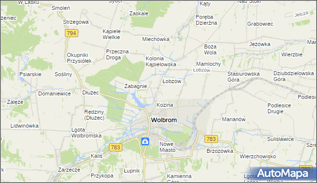mapa Wymysłów gmina Wolbrom, Wymysłów gmina Wolbrom na mapie Targeo
