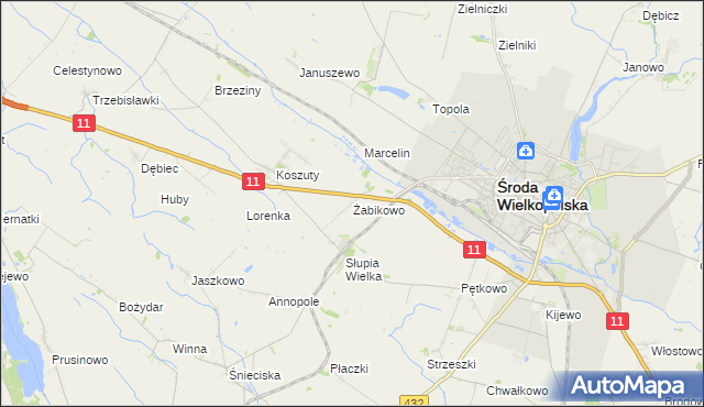 mapa Żabikowo, Żabikowo na mapie Targeo