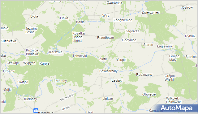 mapa Złote, Złote na mapie Targeo