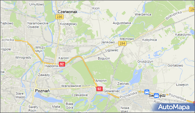 mapa Bogucin gmina Swarzędz, Bogucin gmina Swarzędz na mapie Targeo