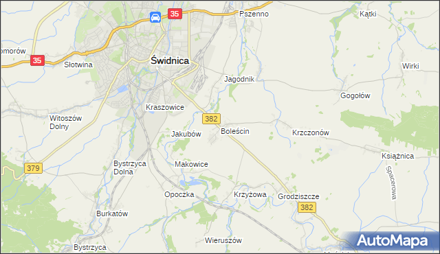 mapa Boleścin gmina Świdnica, Boleścin gmina Świdnica na mapie Targeo