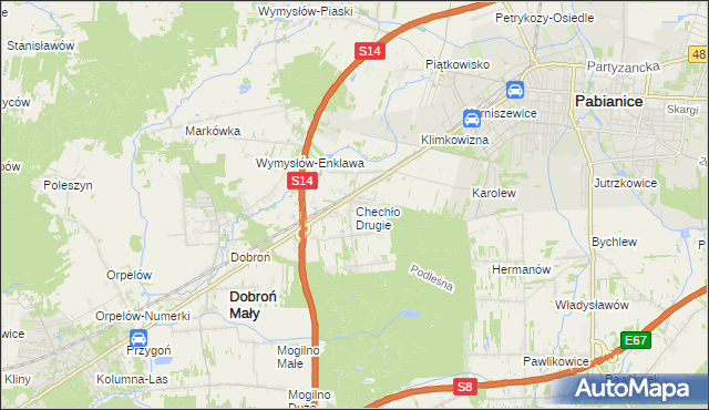 mapa Chechło Drugie, Chechło Drugie na mapie Targeo