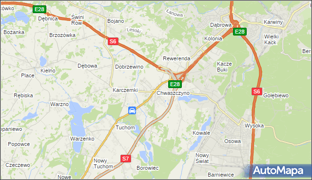 mapa Chwaszczyno, Chwaszczyno na mapie Targeo