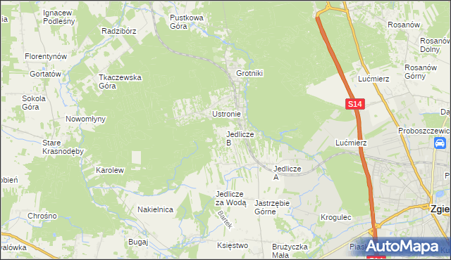 mapa Jedlicze B, Jedlicze B na mapie Targeo