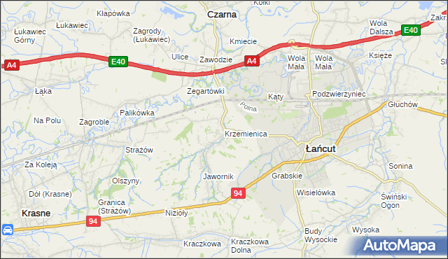 mapa Krzemienica gmina Czarna, Krzemienica gmina Czarna na mapie Targeo