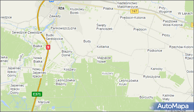 mapa Maziarze Nowe, Maziarze Nowe na mapie Targeo