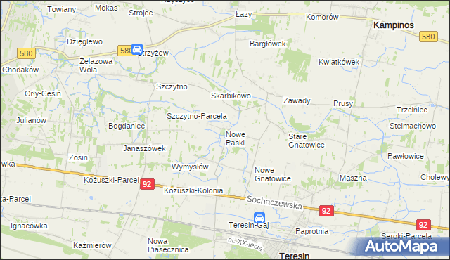 mapa Nowe Paski, Nowe Paski na mapie Targeo
