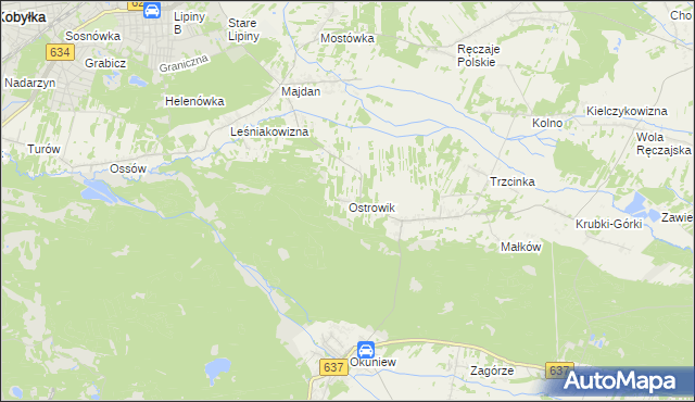 mapa Ostrowik gmina Poświętne, Ostrowik gmina Poświętne na mapie Targeo