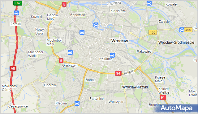 mapa Południe, Południe na mapie Targeo