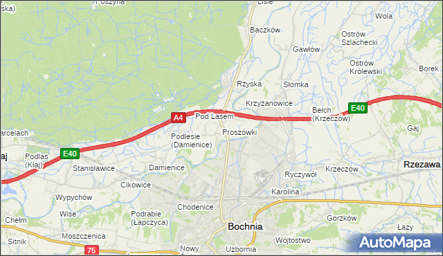 mapa Proszówki, Proszówki na mapie Targeo