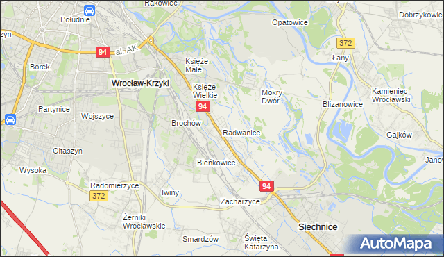 mapa Radwanice gmina Siechnice, Radwanice gmina Siechnice na mapie Targeo