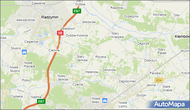 mapa Rżyska, Rżyska na mapie Targeo