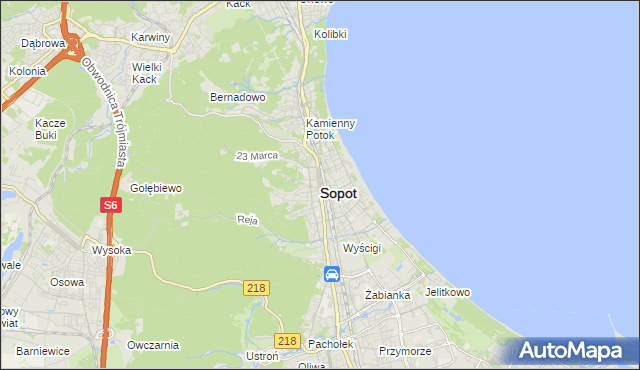 mapa Sopotu, Sopot na mapie Targeo