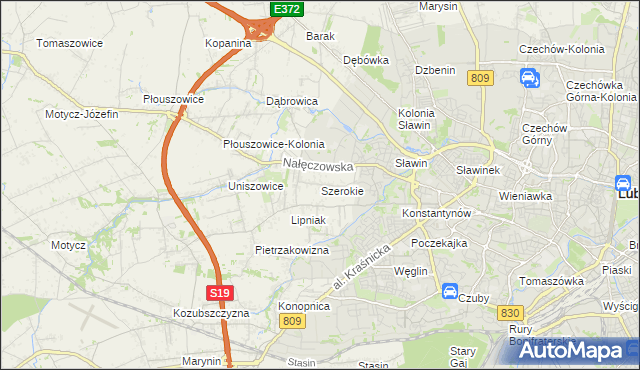 mapa Szerokie gmina Konopnica, Szerokie gmina Konopnica na mapie Targeo